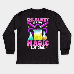 Chemistry: It's Like Magic But Real Science Pun Kids Long Sleeve T-Shirt